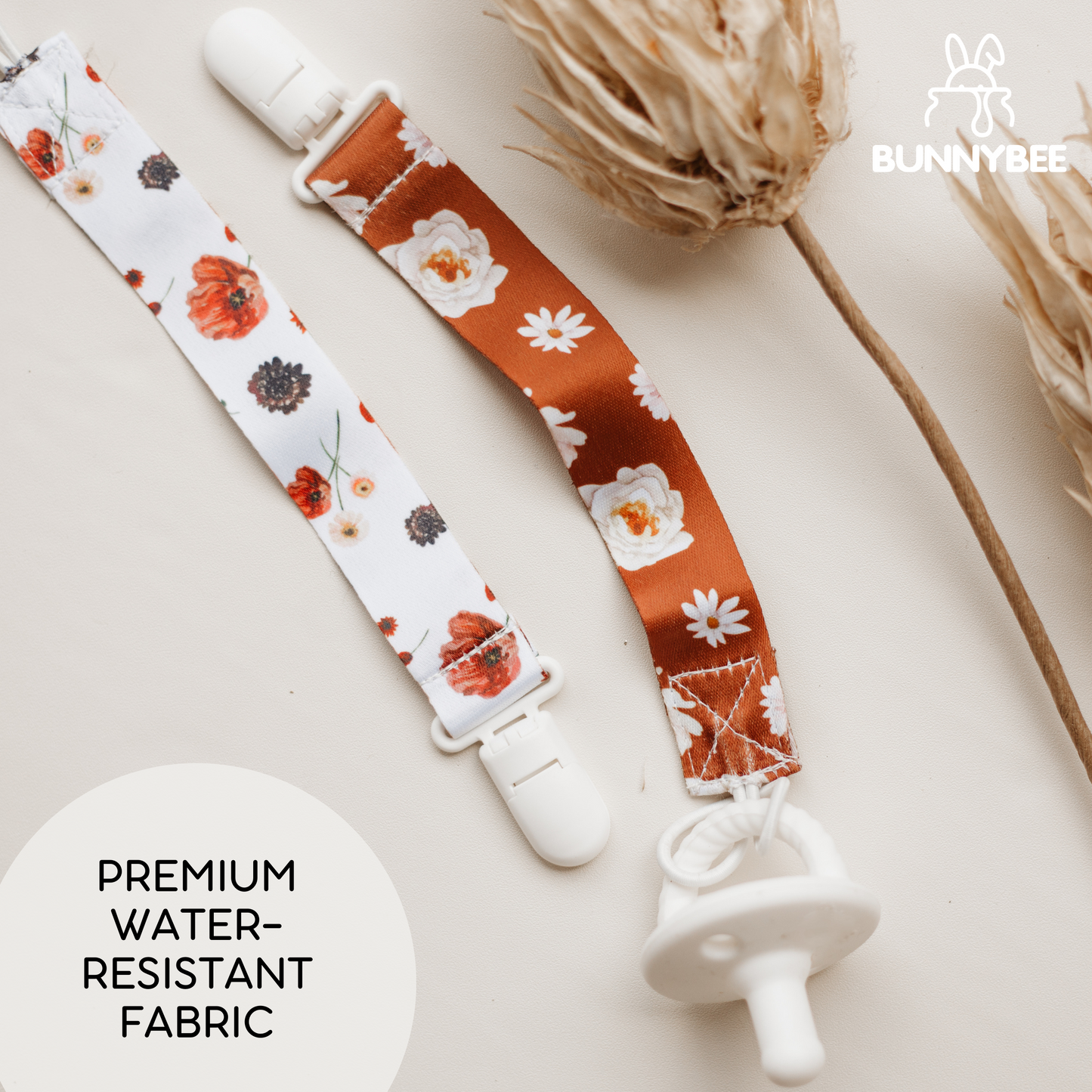 Vintage Blooms Pacifier Clip Set