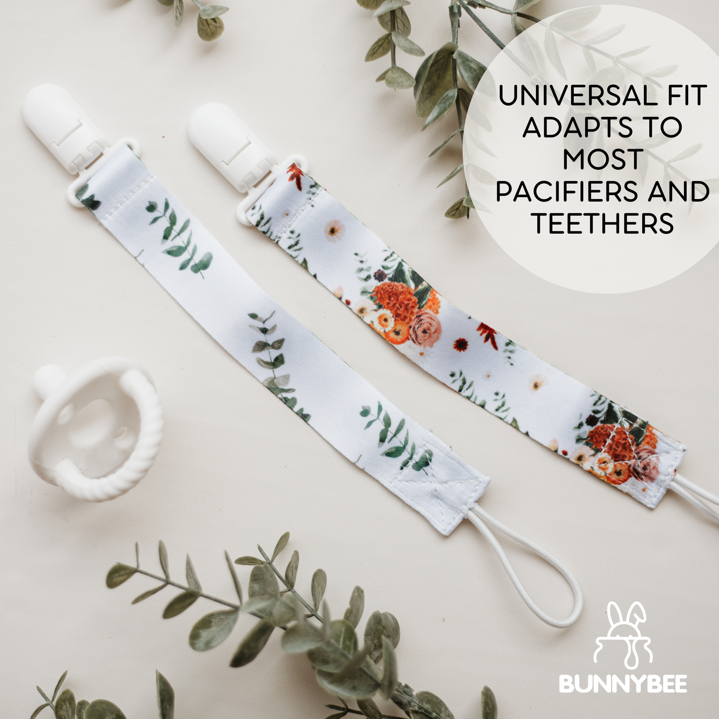 Vintage Blooms Pacifier Clip Set