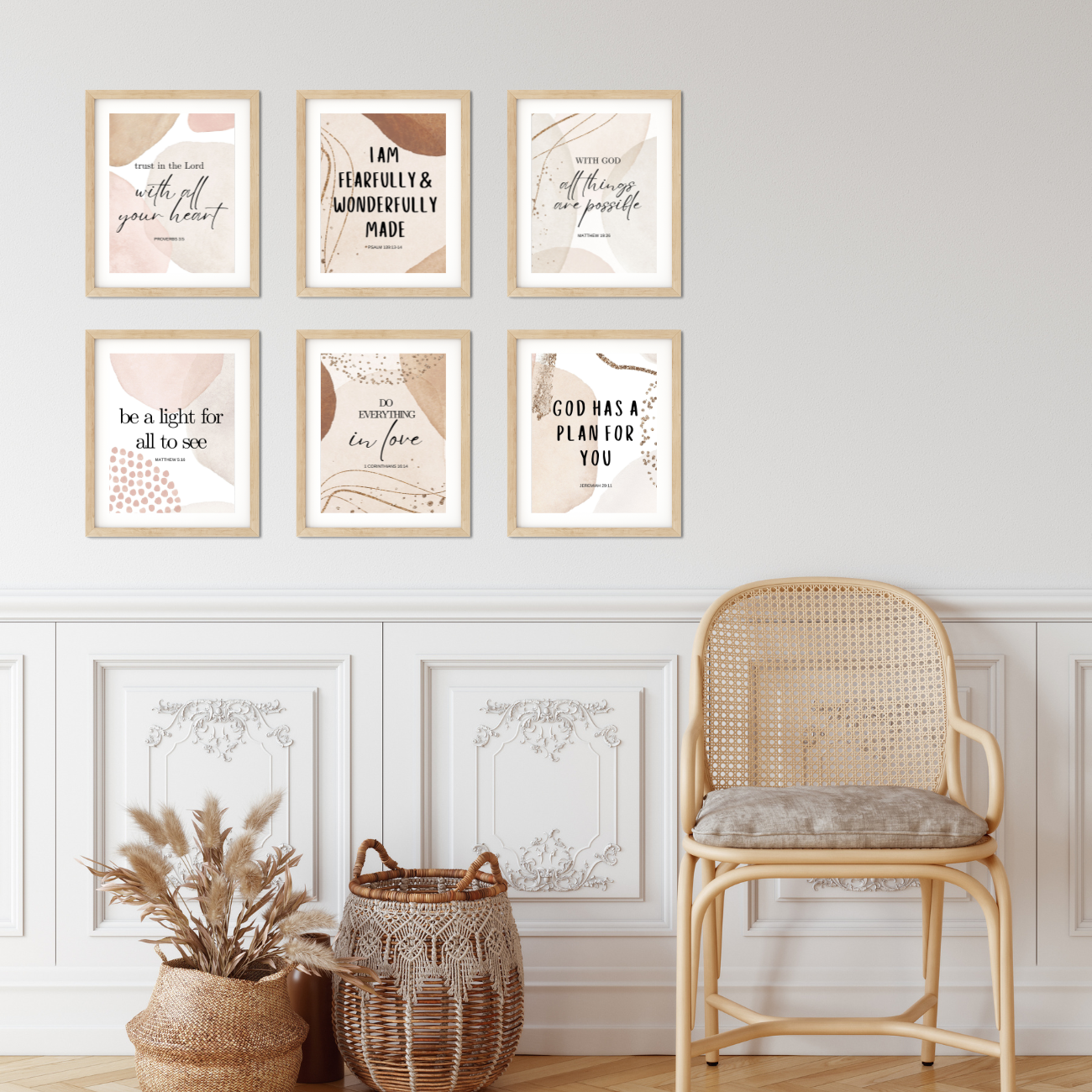 Neutral Bible Verses Wall Decor Unframed Prints